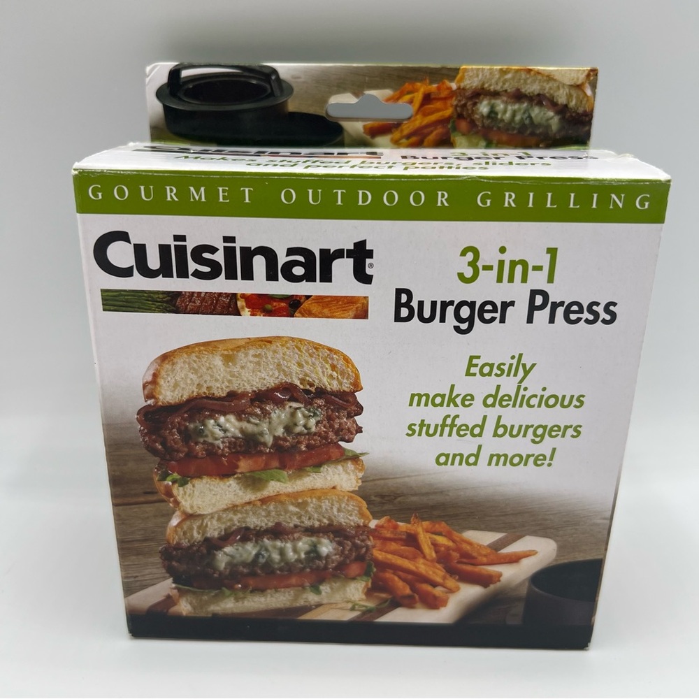 NIB‎ Cuisinart 3-in-1 Burger Press Gourmet Outdoor Grilling Stuffed Burgers